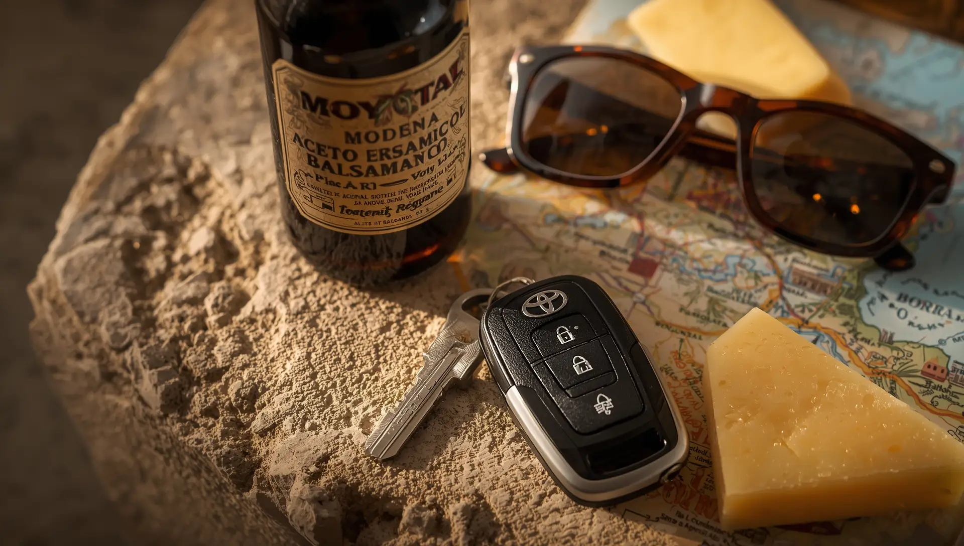 Chiavi auto e tessera promozionale per noleggio a Modena