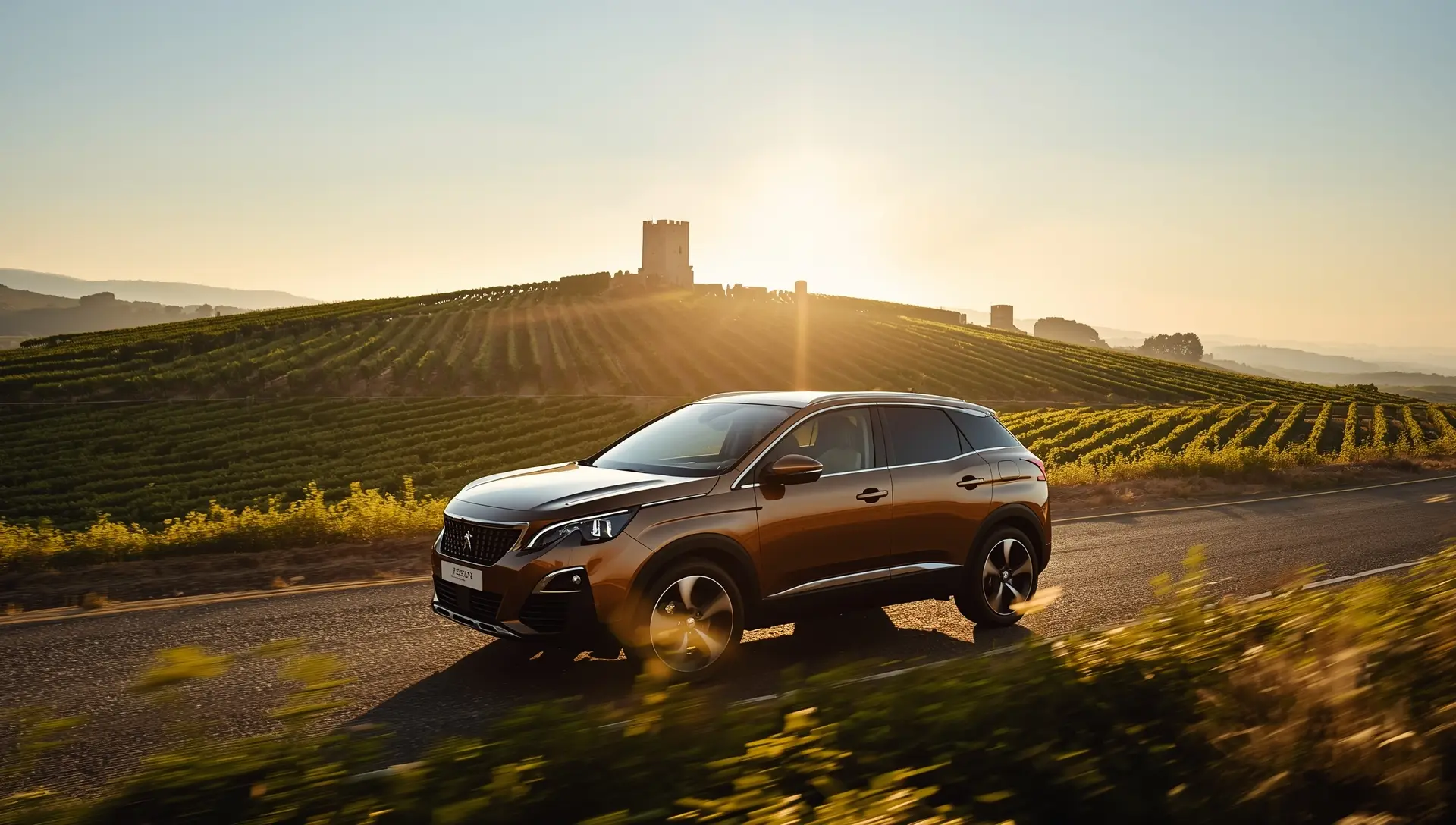 Auto a noleggio su strada panoramica vicino a Modena